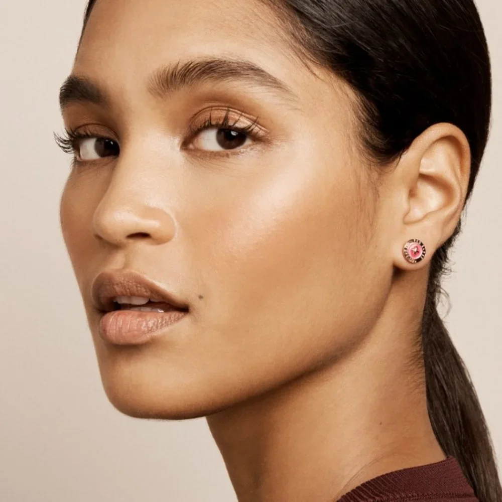 Ted Baker FLAT Eisley Gold MINT Enamel Button Earrings - Picture 2 of 3